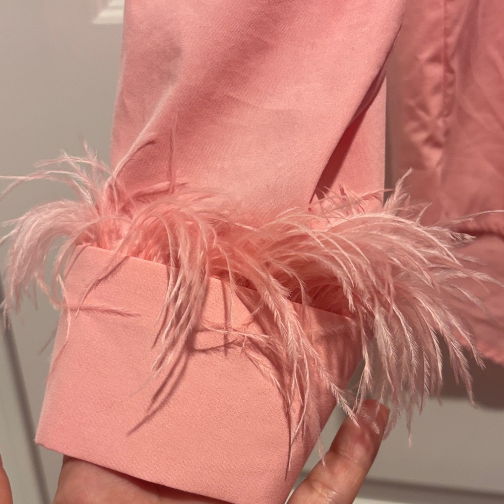 Pink feather button down - Picture 3 of 5